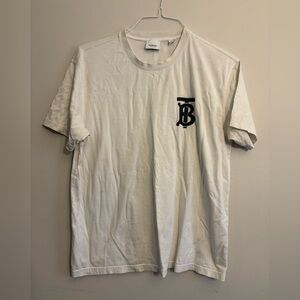 Burberry Cream Short Sleeve Tee with Logo